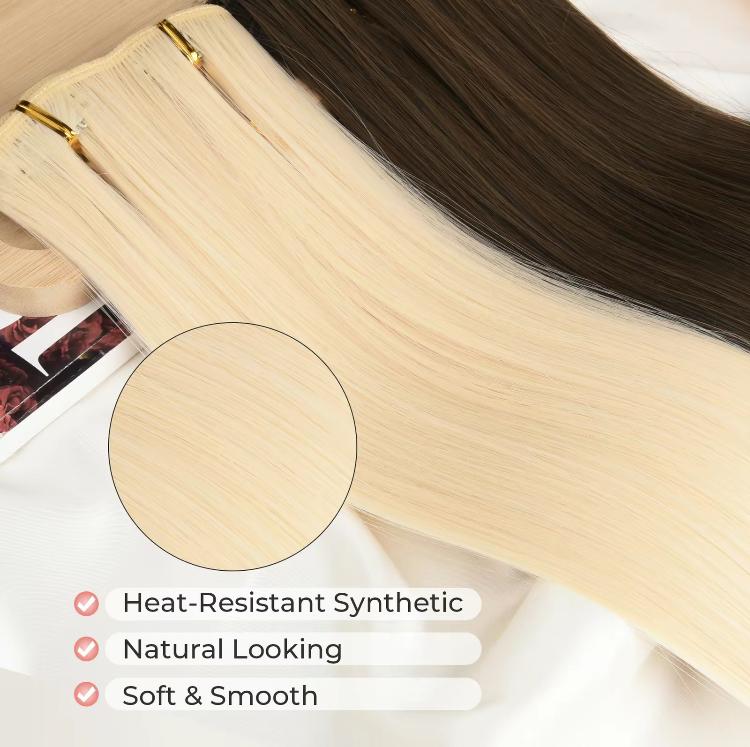 Women's 24 inch Long Straight Clip-in Hair Extensions for Daily & Costume Party 6 Pcs, Natural Fluffy Synthetic Hair Extensions for Daily & Party Decoration