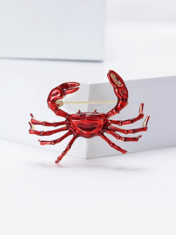 Creative Crab Design Brooch, Fashionable Animal Themed Brooch for Women & Men, Casual Party Accessories Gifts