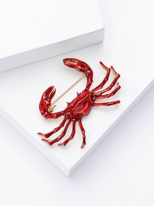 Creative Crab Design Brooch, Fashionable Animal Themed Brooch for Women & Men, Casual Party Accessories Gifts