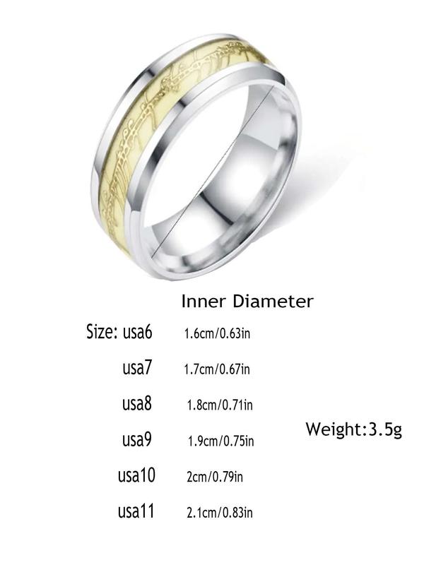 Creative Letter Design Luminous Promise Ring, Fashionable Titanium Steel Vintage Wedding Ring for Men & Women, Girl's & Boy's New Trendy Ring Jewelry for Daily Use