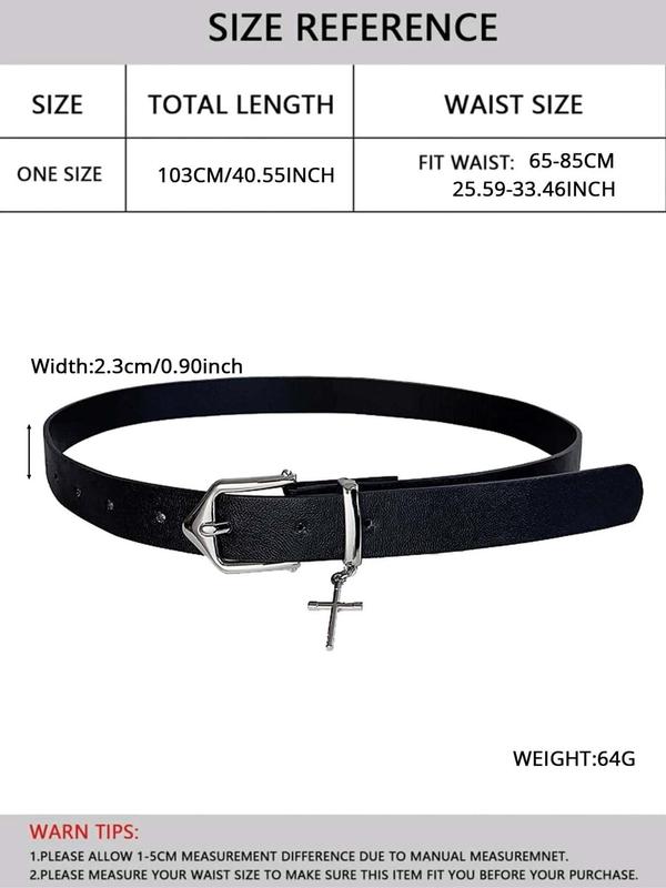 Simple Design All-match Plain Belt,  Cross Decor Pu Buckle Skinny Belt, Casual Waistband for Jeans Trousers