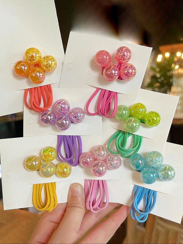 Cute Colorful Bubble Ball Design Hair Ties, 7 Counts High Stretch Hair Ties, Fashion Hair Accessories for Women & Girls