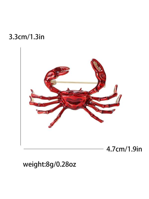 Creative Crab Design Brooch, Fashionable Animal Themed Brooch for Women & Men, Casual Party Accessories Gifts