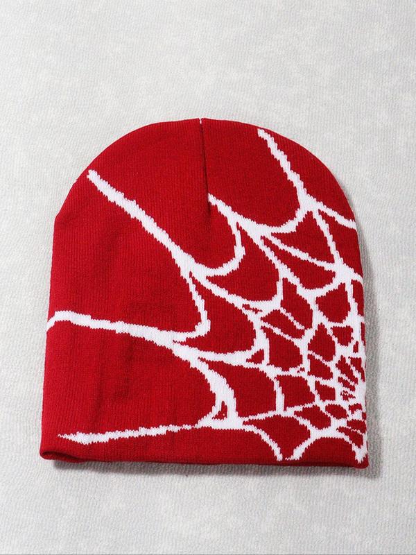 Spider Web Pattern Beanie Hat, Casual Knit Hat for Fall & Winter, Fashion Accessories for Both Men & Women