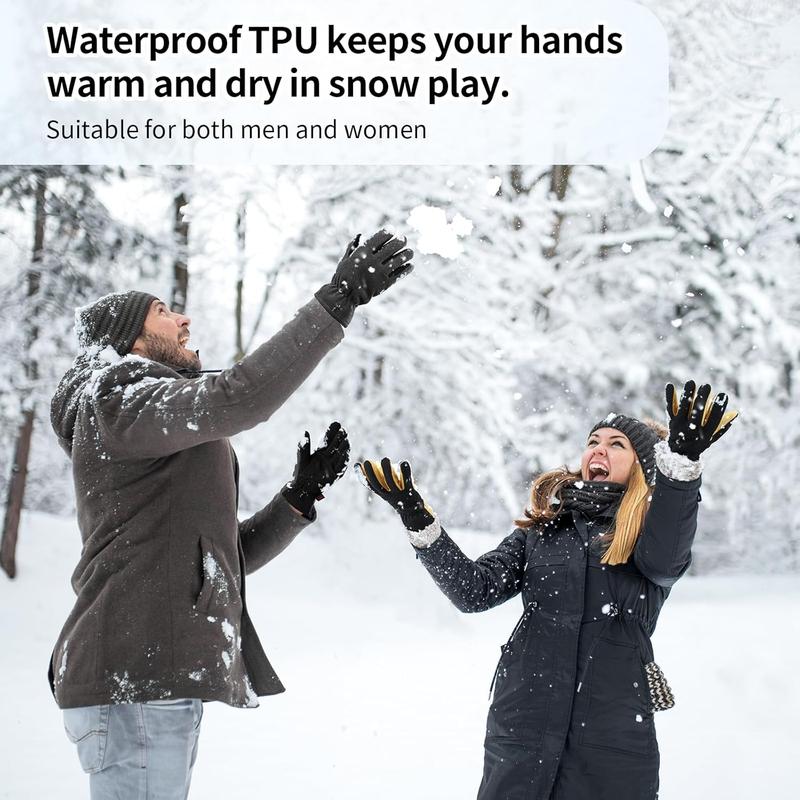 Winter Gloves for Men Women: -20F Thermal Warm Deerskin Polar Fleece Cotton Glove