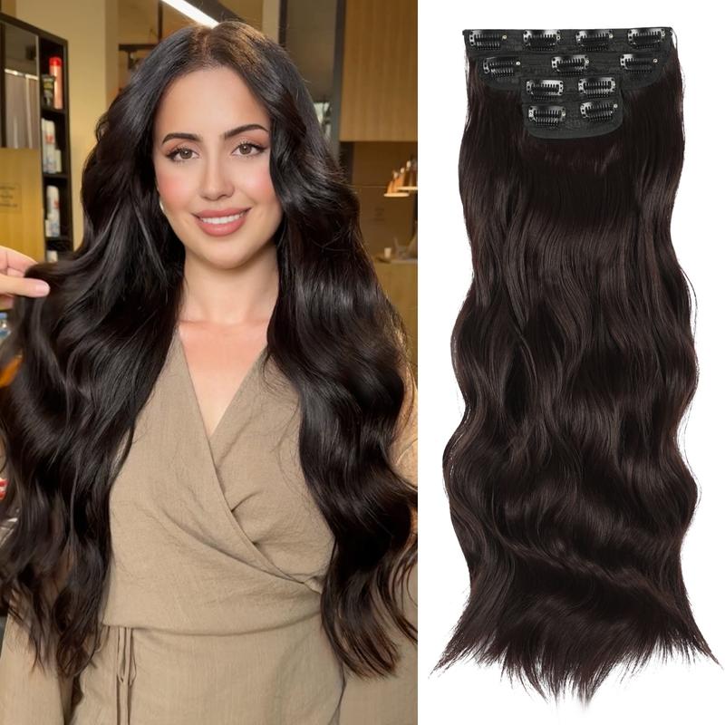 Vigorous Clip in Hair Extensions Long Wavy Synthetic Hairpieces,Natural & Soft Hair & Blends Well Hair Extensions,Easy to Wear for Women Girls Daily Use Event Party Use