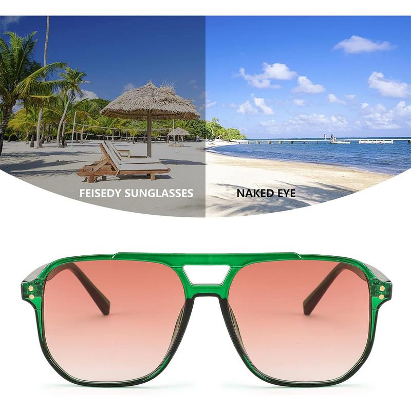 FEISEDY Retro Square Sunglasses Women Men 70s Vintage Trendy Plastic Frame Sun Glasses B2835