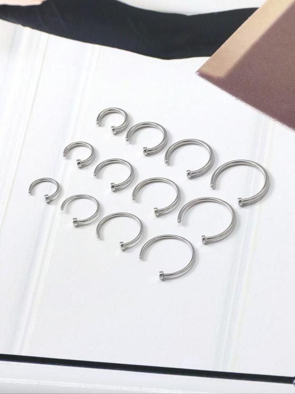 Punk C-shaped Fake Nose Rings, Stainless Steel Non-piercing Nose Rings, Body Jewelry for Men & Women, Trendy All-match & Exquisite Jewelry for Birthday Gift