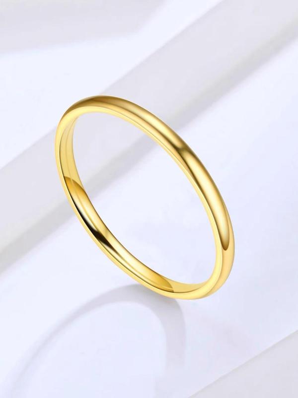 Simple Solid Color Round Shaped Alloy Ring, New Fashion Accessories for Women & Girls, Trendy All-match & Exquisite Jewelry for Birthday Gift