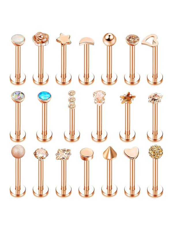 Stainless Steel Forward Helix Monroe Labret Lip Nose Studs, Cz Balls Heart Flower Medusa Piercings, Body Jewelry for Men Women