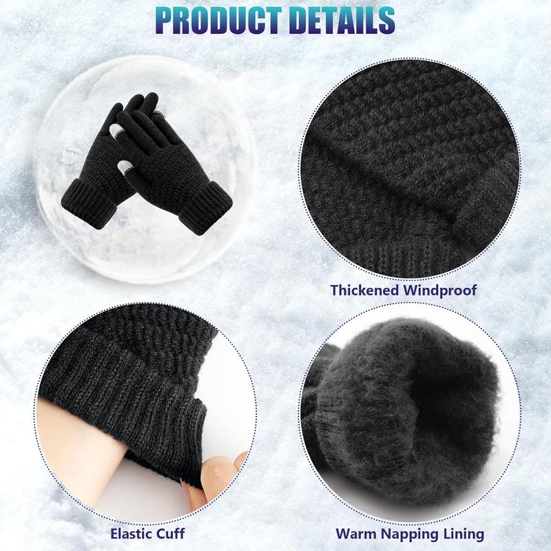 Womens Winter Gloves - Warm Soft Touchscreen Winter Gloves for Women, Elastic Cuff Knit Gloves for cold weather