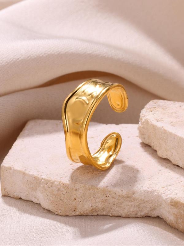 Unisex Simple Style Plain Color Irregular Shaped Ring, Casual Trendy Minimalist Ring, Fashionable Matching Jewelry for Daily & Party Decoration