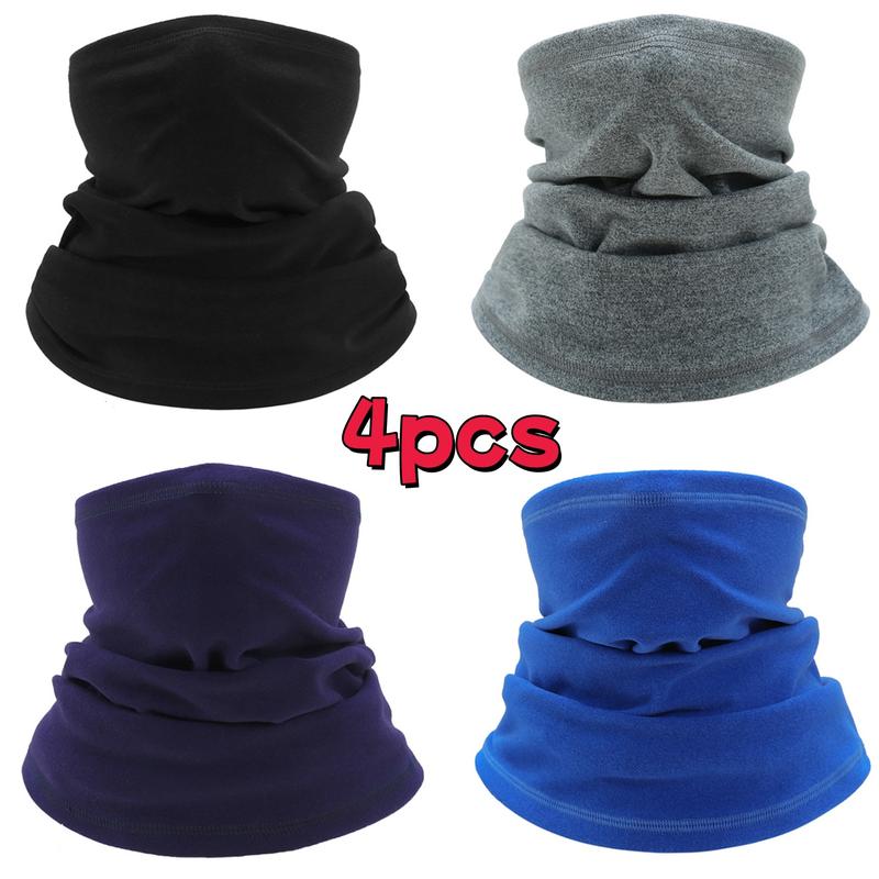 4pcs Bufanda polar cálida, calentador de media cara y cuello, pasamontañas de esquí resistente al viento, bufanda para ciclismo y senderismo