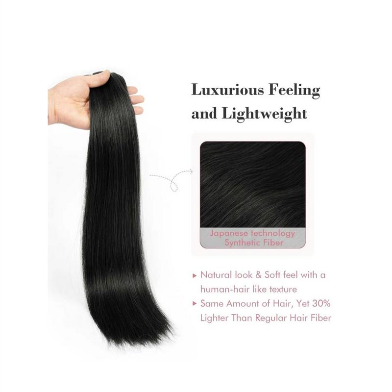 Women's 24 inch Long Straight Clip-in Hair Extensions for Daily & Costume Party 6 Pcs, Natural Fluffy Synthetic Hair Extensions for Daily & Party Decoration