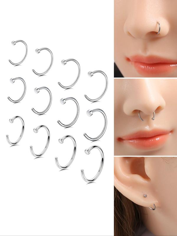 Punk C-shaped Fake Nose Rings, Stainless Steel Non-piercing Nose Rings, Body Jewelry for Men & Women, Trendy All-match & Exquisite Jewelry for Birthday Gift