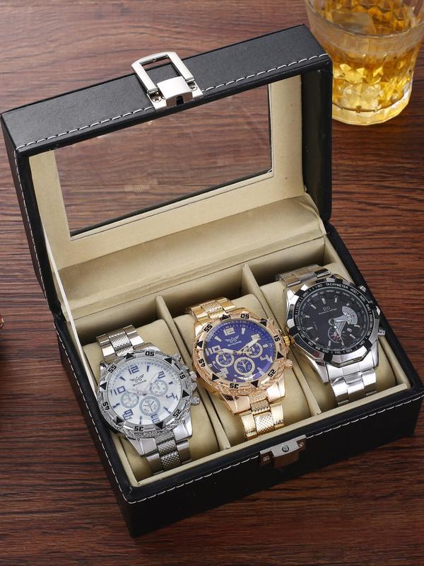 Men's Classic Round Dial Analog Quartz Watch, Fashion Watch for Party, Daily Clothing Decor, Trendy All-match & Exquisite Watch for Birthday Gift with Box