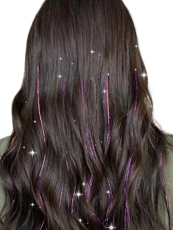 24 Inch Glitter Straight Hair Extension, Striking Natural Flashing Hair Wigs for Women, Synthetic Hair Extensions for Party, Daily Use