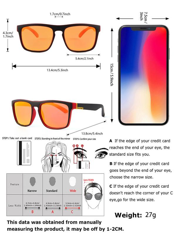 Men's Square Frame Polarized Sunglasses, Trendy Casual Square Frame Sunglasses for Everyday Use, Fashion Accessories for Outdoor Activities