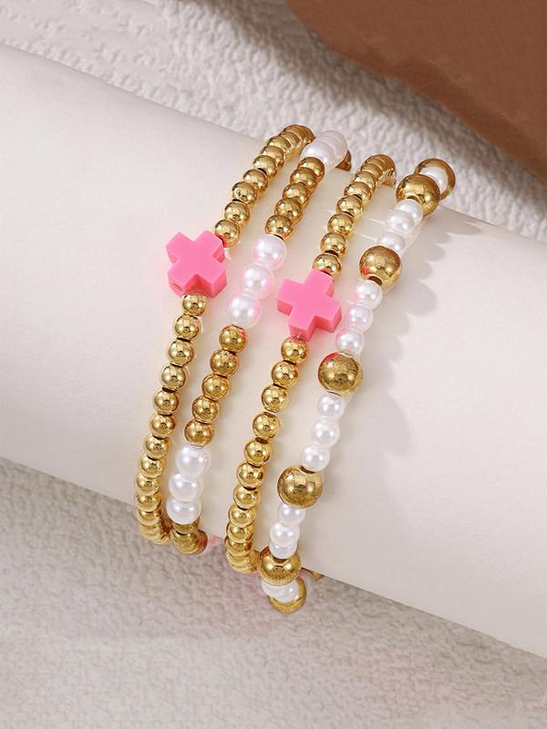 Boho Style Cross Beaded Bracelet, Fashionable Beaded Bracelet for Women & Men, Trendy All-match & Exquisite Jewelry for Birthday Gift