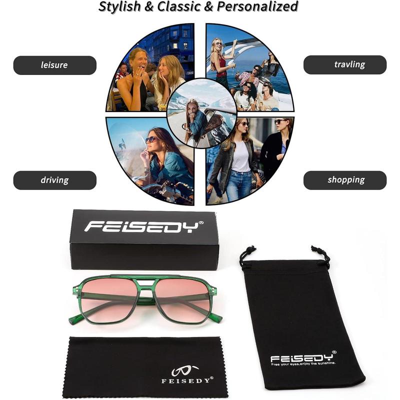 FEISEDY Retro Square Sunglasses Women Men 70s Vintage Trendy Plastic Frame Sun Glasses B2835