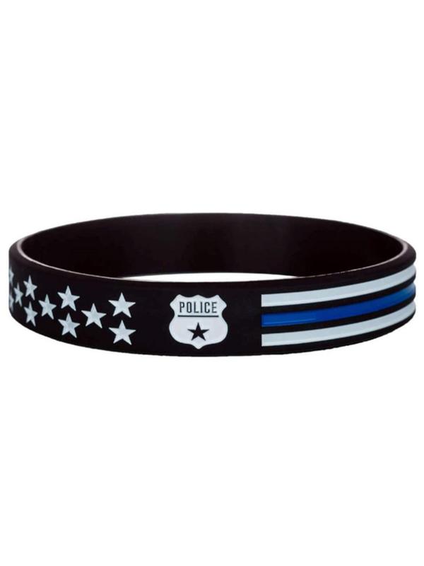 Star & Police Pattern Bangle for Men & Women, Fashionable Silicone Wristband, Streetwear Matching Jewelry for Party, Daily Clothing Decor