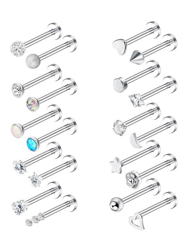 Stainless Steel Forward Helix Monroe Labret Lip Nose Studs, Cz Balls Heart Flower Medusa Piercings, Body Jewelry for Men Women