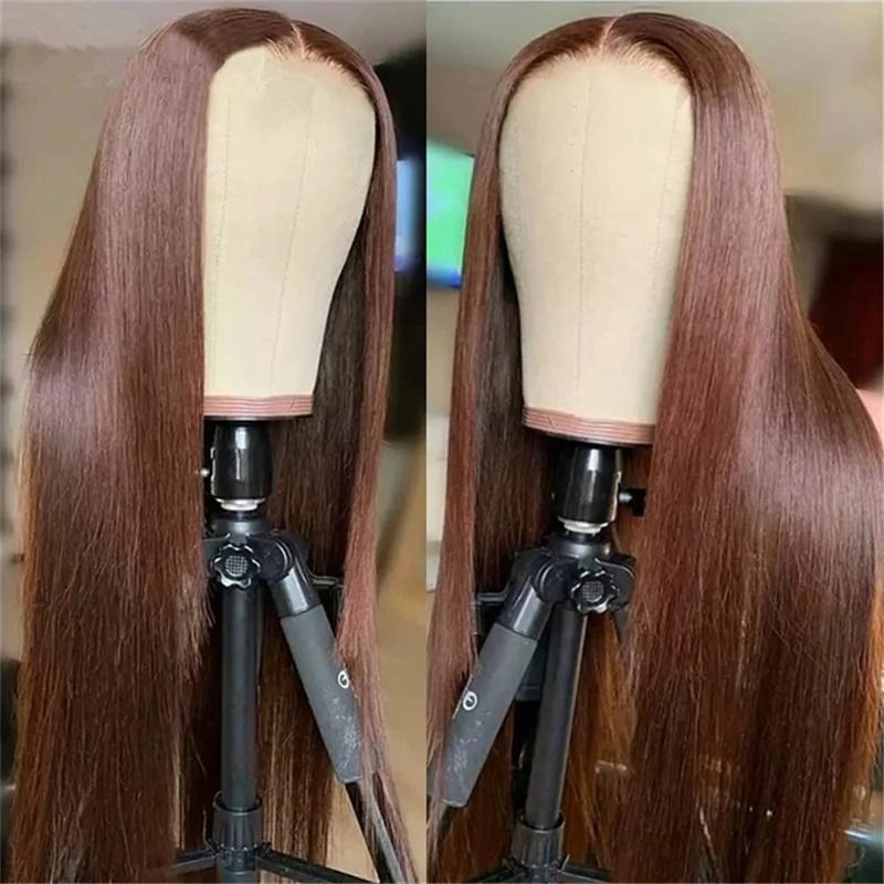 13x4 13x6 Chocolate Brown Straight Lace Front Wig HD Transparent Lace Frontal Wig Human Hair Preplucked Colored Human Hair Wigs 180% Buy 1 Chocolate Brown Color Wig Get 1 Pink Bag 1 HD Wig Cap 1 Brown Wig Cap and 1 Eyelashes