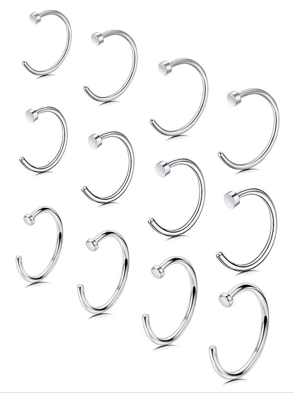 Punk C-shaped Fake Nose Rings, Stainless Steel Non-piercing Nose Rings, Body Jewelry for Men & Women, Trendy All-match & Exquisite Jewelry for Birthday Gift