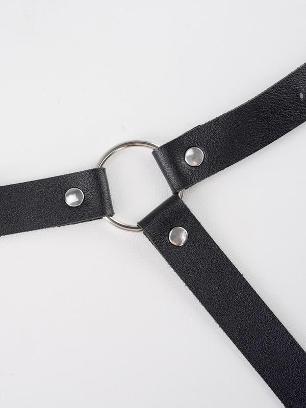 Women's Solid Color Adjustable Harness Belt With Buckle, Trendy Punk Style Decorative Belt For Clothes Decor For Party