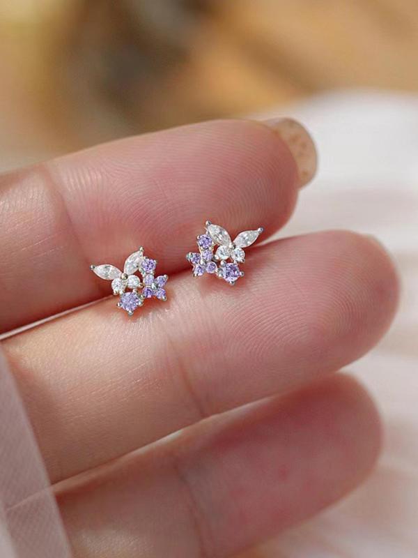 Elegant Butterfly Design Stud Earrings, Fashion Jewelry for Party, Daily Decor for Girl, Trendy All-match & Exquisite Jewelry for Birthday Gift