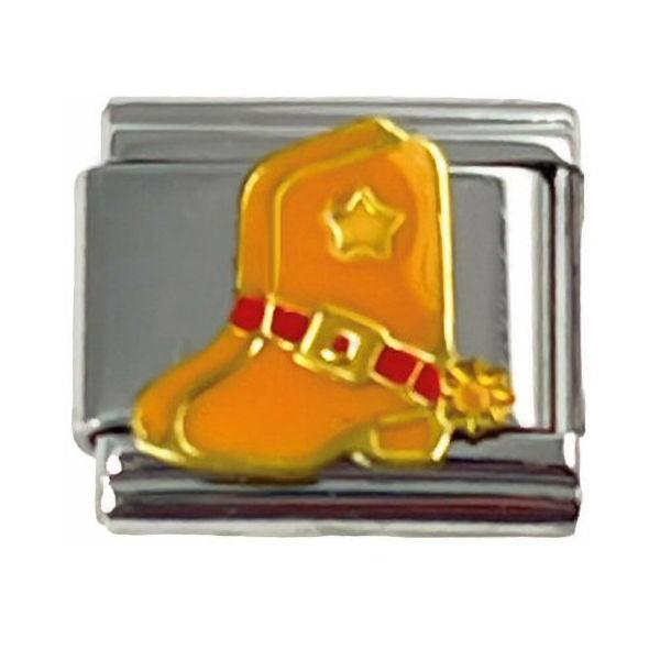 Italian Charm Link Yellow Cowboy Boots Charm 9mm