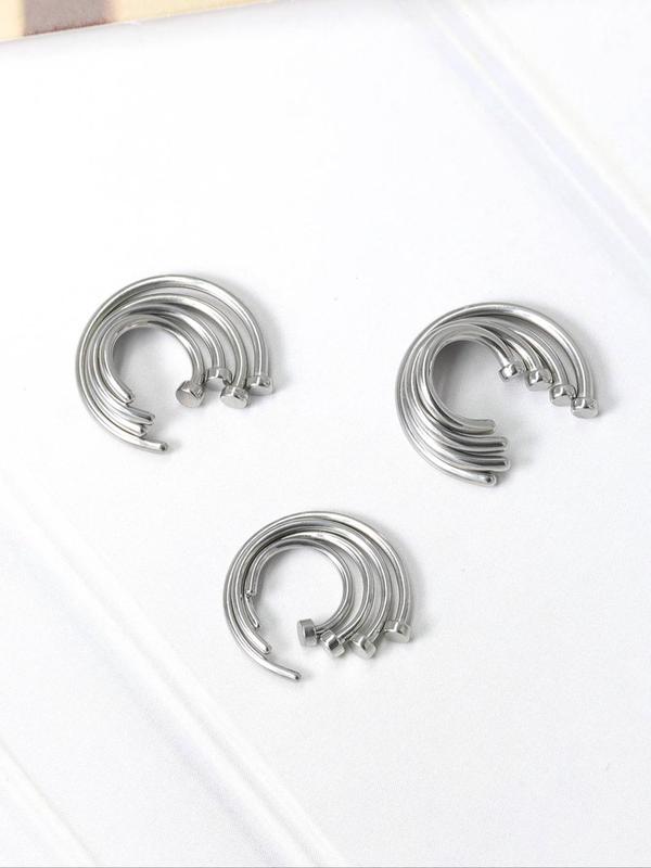 Punk C-shaped Fake Nose Rings, Stainless Steel Non-piercing Nose Rings, Body Jewelry for Men & Women, Trendy All-match & Exquisite Jewelry for Birthday Gift