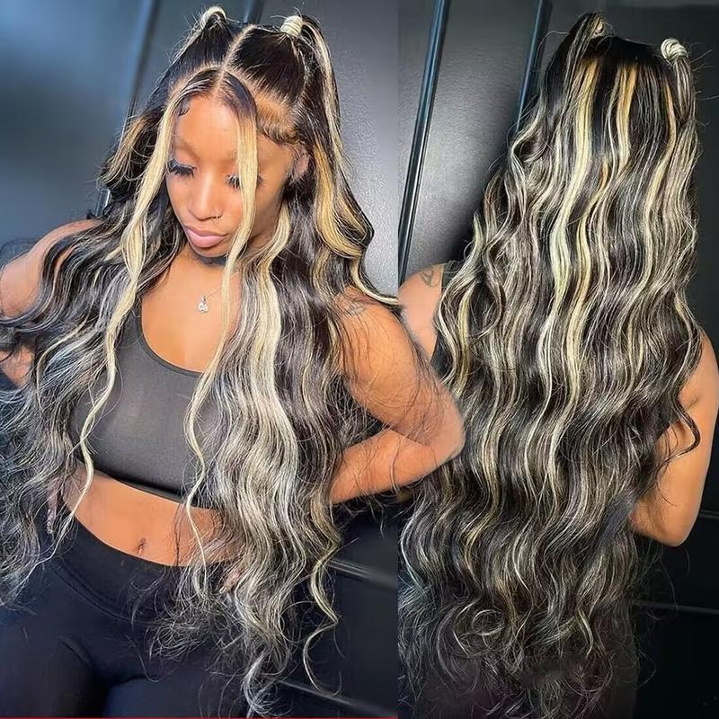 P1B 27 13x4 Highlight Blonde Body Wave Lace Front Wigs Human Hair Honey Blonde Colored Lace Frontal Glueless Wigs Human Hair Pre Plucked for Women with Baby Hair