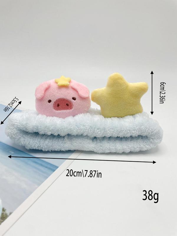 Cute Cartoon Pig & Star Design Hair Band, Soft Plush Hair Band, Fashion Hair Accessories for Women & Girls