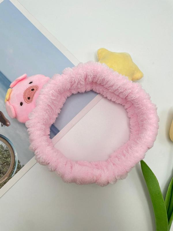 Cute Cartoon Pig & Star Design Hair Band, Soft Plush Hair Band, Fashion Hair Accessories for Women & Girls