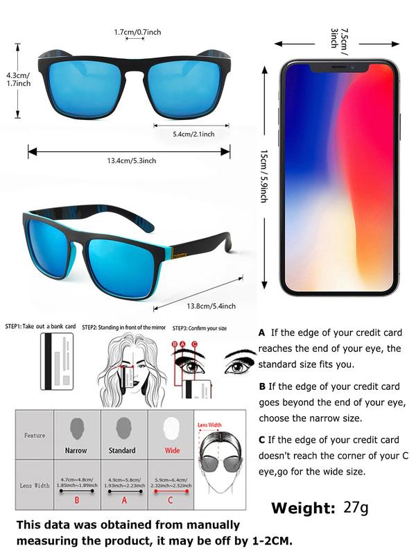 Men's Square Frame Polarized Sunglasses, Trendy Casual Square Frame Sunglasses for Everyday Use, Fashion Accessories for Outdoor Activities