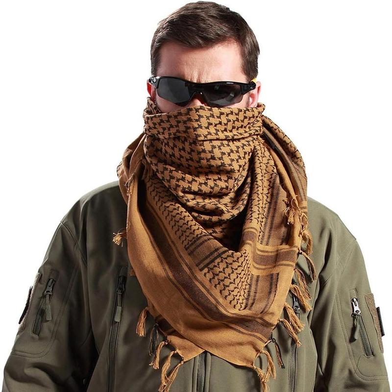 Scarf Military Shemagh Tactical Desert Keffiyeh Head Neck Scarf Arab Wrap with Tassel 43x43 inches