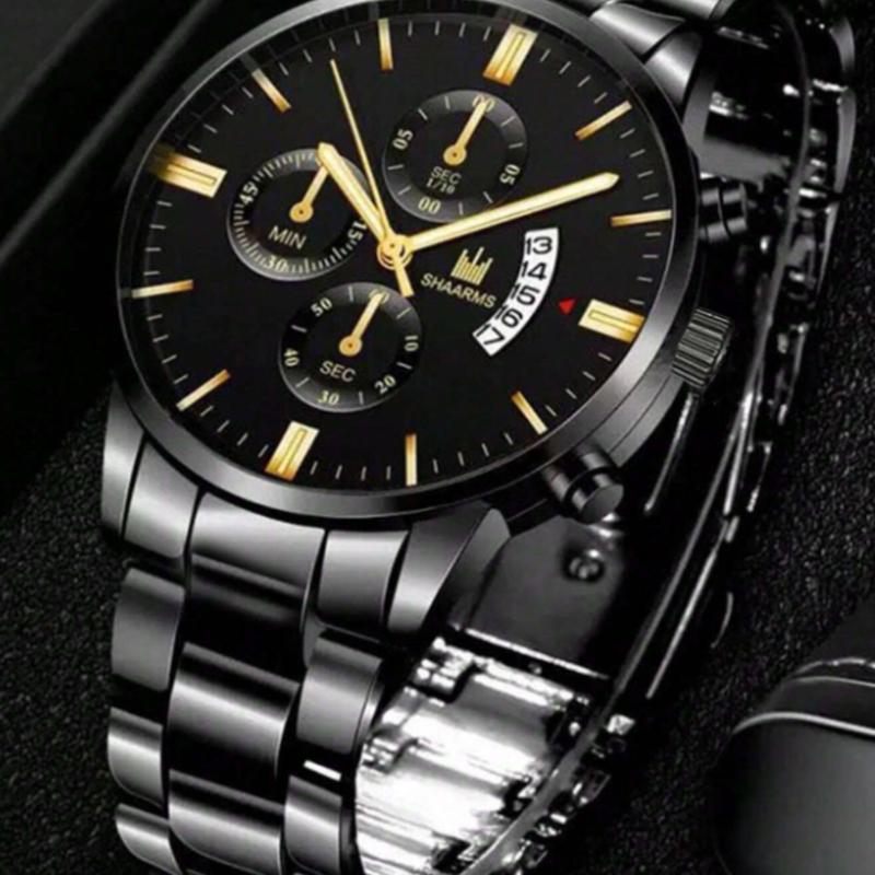 Men's Triple Dial Date Quartz Watch for Daily Life and School Students - Gift for Men