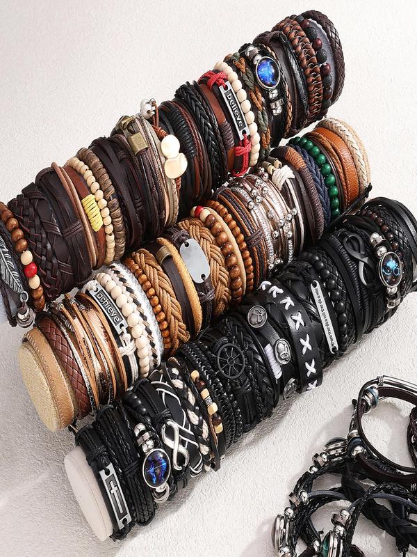 Random Style Men's Boho Style Beaded & Braided Bracelets, Fashion Jewelry for Party, Daily Clothing Decor, Trendy All-match & Exquisite Jewelry for Birthday Gift