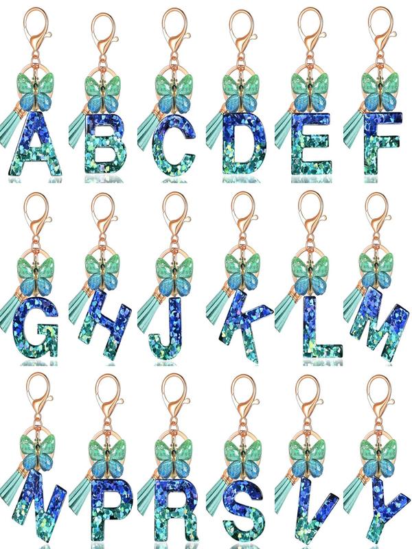 Cute Butterfly & Letter Design Keychain, Fashionable Tassel Decor Keychain for Women & Girls, Trendy All-match Keychain for Birthday Gift