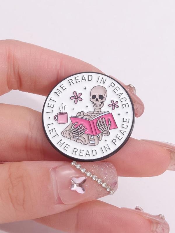 Skeleton Reading Book Enamel Pin, Cute Skeleton Reading Book Brooch, Fashion Accessories for Women & Men, Creative Gift, Suitable for Backpacks, Jeans, Hats