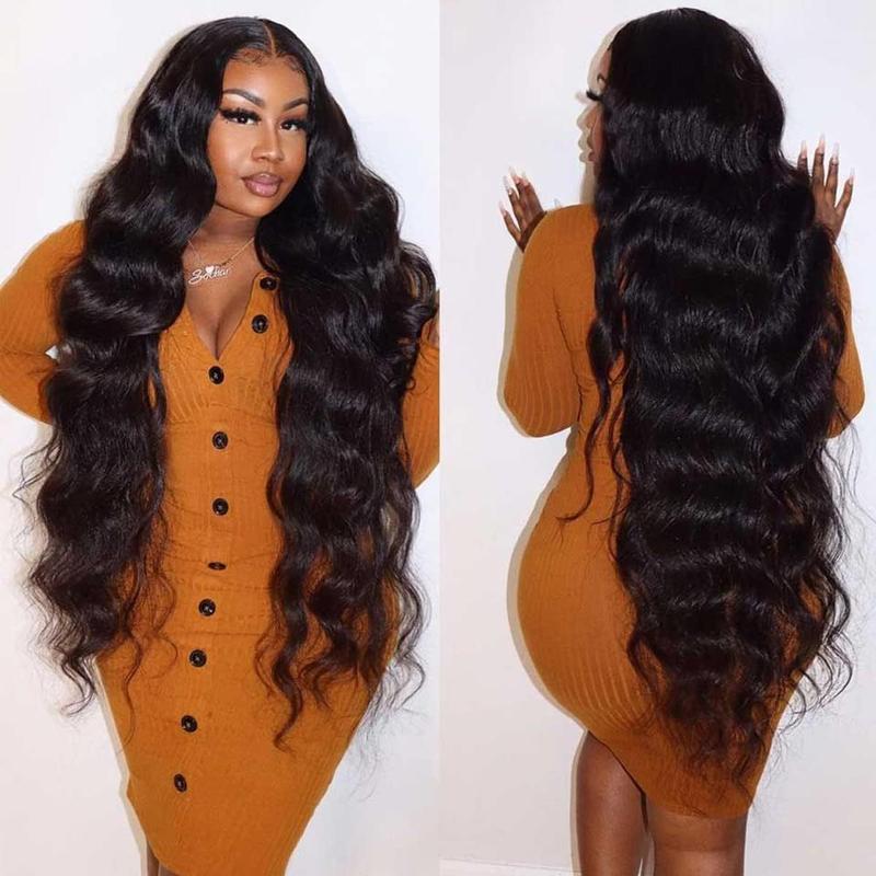 34 Inch Body Wave Glueless Wig Human Hair Pre-Plucked Cut Ready Waer Wig 200 Density 6x4 HD Lace Closure Wig for Women Human Hair