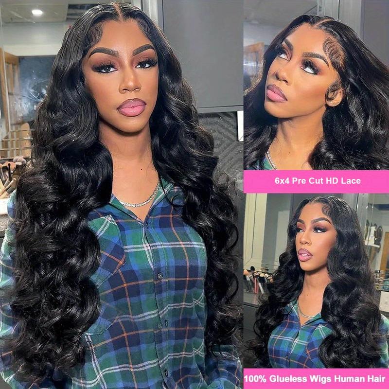 34 Inch Body Wave Glueless Wig Human Hair Pre-Plucked Cut Ready Waer Wig 200 Density 6x4 HD Lace Closure Wig for Women Human Hair