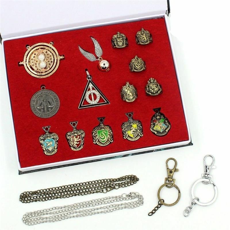 14 PCS Harry Potter Wand Magical Wands Rings Necklace Decorate Gift Cosplay Game