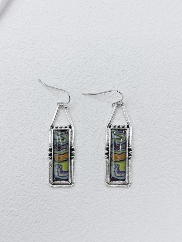 Boho Style Colorblock Pattern Dangle Earrings (1 Pair), Fashion Jewelry for Women, Daily Clothing Decor, Trendy All-match & Exquisite Jewelry for Birthday Gift