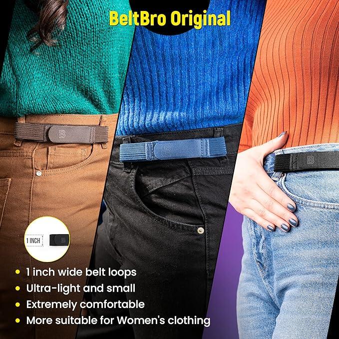 BeltPro For Women No Buckle Elastic Belt   Fits 1 Inch Belt Loops, Easy To Use