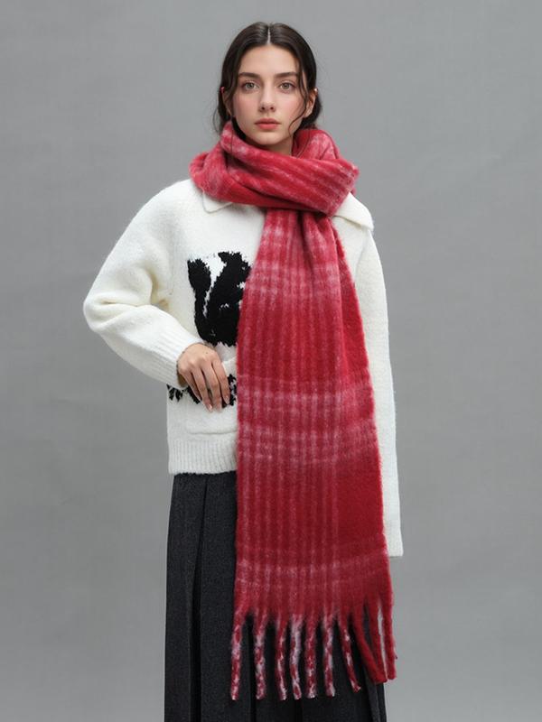 Casual Tartan Pattern Extra Long Scarf, Fashionable Soft Warm Shawl for Women & Men, Casual Versatile Scarf for Fall & Winter