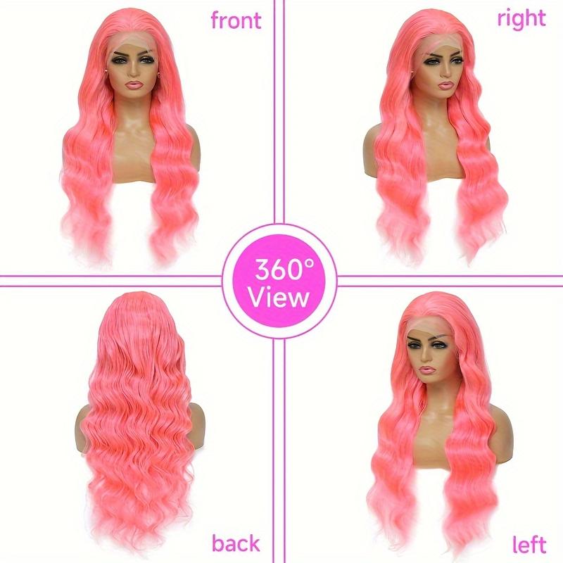 Pink Lace Front Wig Human Hair 30 Inch Pink Wig Human Hair 180 Density13x4 HD Frontal Body Wave Wigs Human Hair Pre Plucked With Baby Hair Colored Pink Human Hair Lace Front Wig For Women