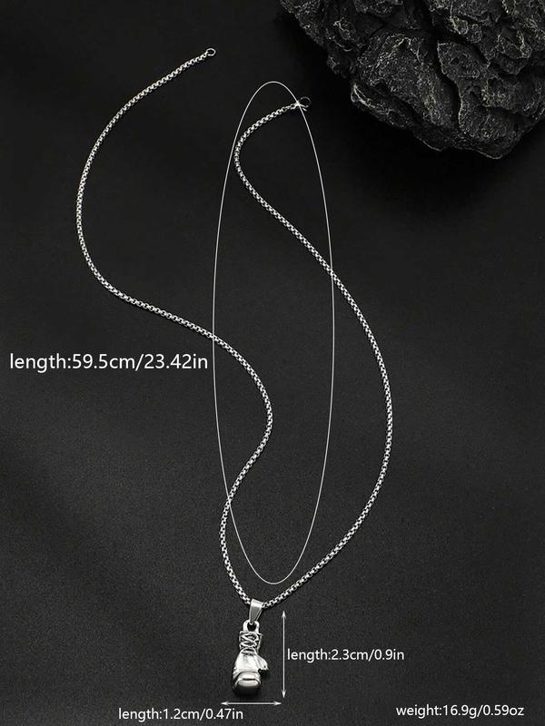 Men's Fashion Creative Fitness Boxing Glove Design Pendant Necklace, Punk Style Sports Necklace for Men for Daily Decoration, Trendy All-match & Exquisite Jewelry for Birthday Gift without Box