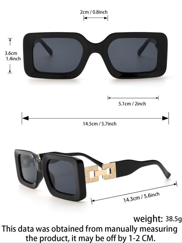 Unisex Vintage Square Frame Sunglasses, Trendy Casual Sunglasses for Travel & Daily Use, Fashion Back To School Accessories for Outdoor Activities